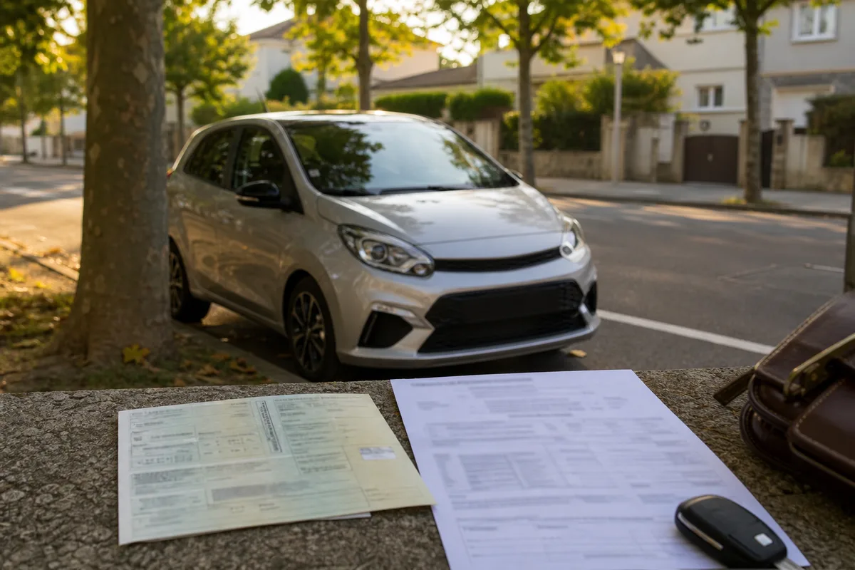 Relevé d&rsquo;information et carte grise préparés pour une demande de contrat